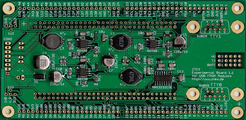 Entwicklungs-Board / Experimentier-Board 1.1 für USB-FPGA-Module (Unterseite)