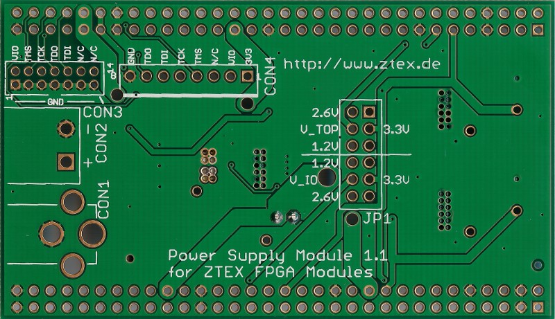 Unterseite des Stromversorgungs-Modul 1.1 für USB-FPGA Boards