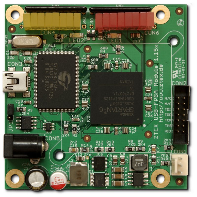 Spartan 6 XC6SLX150 USB-FPGA Modul 1.15x mit installiertem Debug-Kit