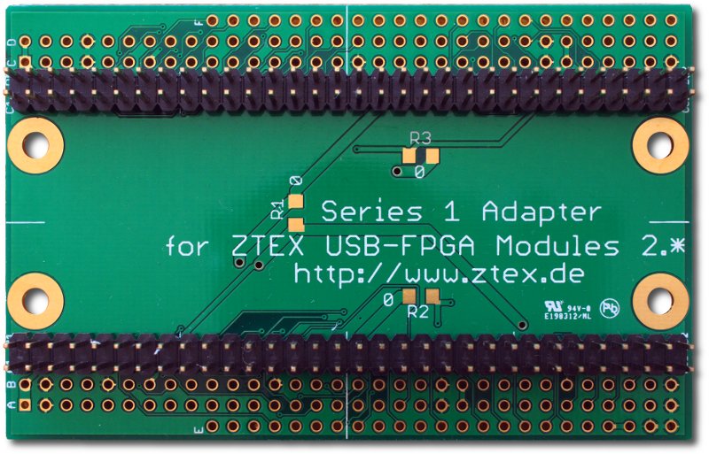 Series 1 Adapter for ZTEX Series 2 FPGA Boards, variant without female pin headers