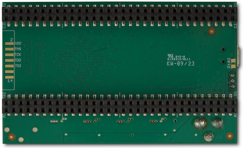 Unterseite des ZTEX FPGA-Boards mit Artix 7 XC7A15T bis XC7A50T, DDR3 SDRAM und USB 2.0